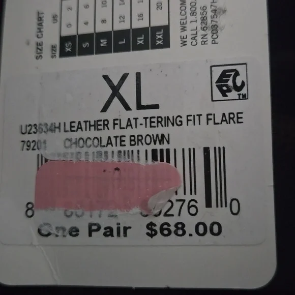 NWT HUE Chocolate Brown Vegan Leather Cropped Flared Leggings Sz XL - Picture 6 of 7